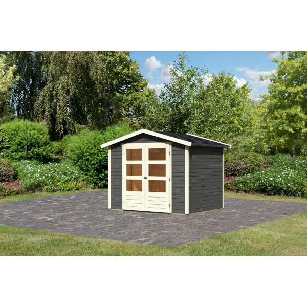 Karibu Gartenhaus "Asaba 4" SET terragrau mit Boden