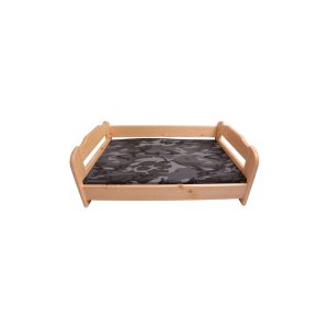 acerto® Massives Hundebett aus Kiefernholz in 70x105cm weicher Matratze in grau XXL