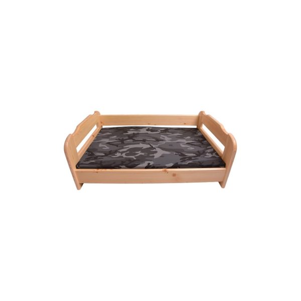 acerto® Massives Hundebett aus Kiefernholz in 70x105cm weicher Matratze in grau XXL