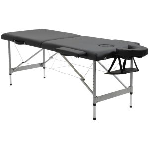 HOMCOM Massageliege mit Aluminium-Füßen schwarz 186L x 71B x 62-83H cm   massagebank  massagetisch  massageliege  massagestuhl  massagebett