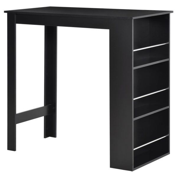 HOMCOM Bartisch mit Regal schwarz 112 x 57 x 106 cm (LxBxH)   Esstisch Schreibtisch Küchentisch mit Fächer