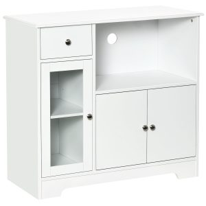 HOMCOM Küchenschrank mit Schublade und Türen weiß 90L x 40B x 82H cm   freistehender mikrowellenherd schrank  kücheschrank  mit schublade