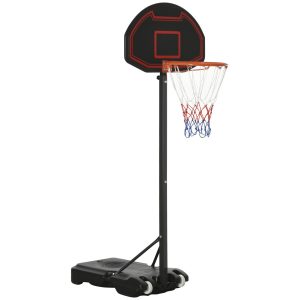 HOMCOM Basketballkorb-Ständer mit Rollen schwarz 131L x 49B x 250H cm   basketballständer mit rädern  höhenverstellbar basketballkorb
