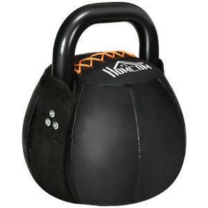 HOMCOM Kettlebell mit Griff schwarz 20L x 20B x 24H cm   kettlebell 8 kg  kugelhantel  schwunghantel  gewichtkugel