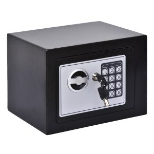 HOMCOM Möbeltresor mit PIN-Code und Schlüssel schwarz 23 x 17 x 17 cm (BxTxH)   Safe Tresor mit Zahlencode Geldschrank Stahlschrank