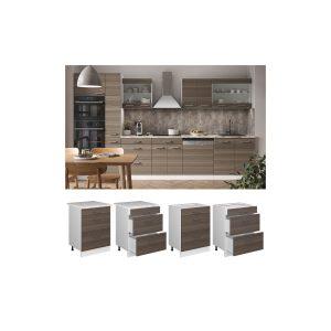 Vicco Schubladenunterschrank Küchenschrank Küchenzeile R-Line 60 cm Weiß Edelgrau Schublade Arbeitsplatte