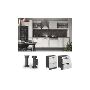 Vicco Schubladenunterschrank Küchenschrank Küchenzeile R-Line Landhaus 60 cm Anthrazit Weiß Schublade