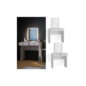 Vicco Schminktisch Frisiertisch Frisierkommode Elara Weiß LED Spiegel 80x79cm modern Schlafzimmer Kommode Schminkspiegel Schublade Ablage Aufbewahrung Kosmetiktisch Make-Up-Tisch