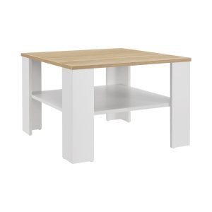 Juskys Couchtisch mit Ablage 60x60 cm - Beistelltisch für Bücher & Fernbedienung – Weiß/Holzoptik