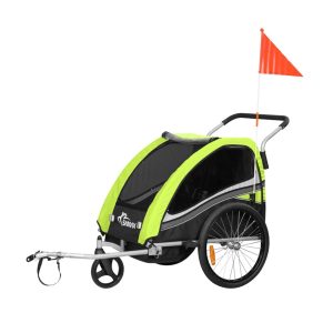 SAMAX 360° drehbarer Fahrradanhänger 2in1 Jogger - in Grün - Black Edition