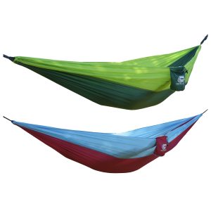 OUTCHAIR Mini Reise Hängematte Hang Out Camping Wetterfest Nylon XL 780 g Leicht Farbe: Rot/blau