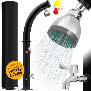 KESSER® Solar Gartendusche Solardusche Bogen Inkl. Schutzhaube warmes Wasser   20 Liter    max. 60°C ohne Stromanschluss   Pooldusche Camping   Regenduschkopf und Wasserhahn   Gartenschlauch-Anschluss