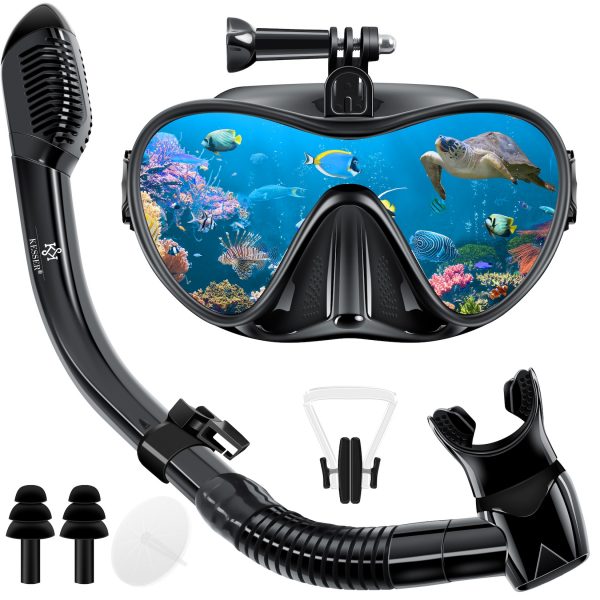 KESSER® Schnorchelset Profi Taucherbrille Schnorchelmaske Tauchset Erwachsene Tauchmaske - Inkl. Action-Cam Halterung - Antibeschlag und Anti-Leck für Freitauchen und Schnorcheln Set Taucherbrille