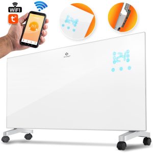 KESSER® Glaskonvektor Glasheizung Elektroheizkörper APP WiFi Funktion Inkl. Fernbedienung Elektroheizung Stand- oder ? Wand Heizung Heizkörper ?Touchscreen ? LCD-Display ? Timer    2500 Watt