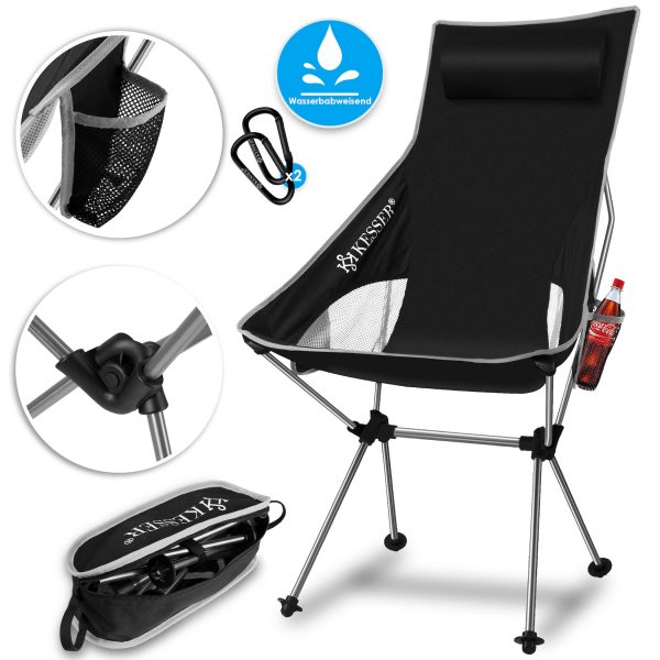 KESSER® Campingstuhl faltbar klappbar mit hoher Rückenlehne tragbar Angel Stuhl Camping Stuhl Faltstuhl bis 120 kg Strandstuhl Angelstuhl Klapphocker mit Getränkehalter