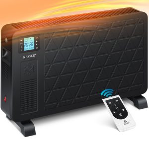 KESSER® Konvektor Premium 3 leistungsstarke Heizstufen Inkl. Fernbedienung integriertes Thermostat Elektroheizung LCD-Display Timer mobiles Heizgerät Energiesparend Überhitzungsschutz
