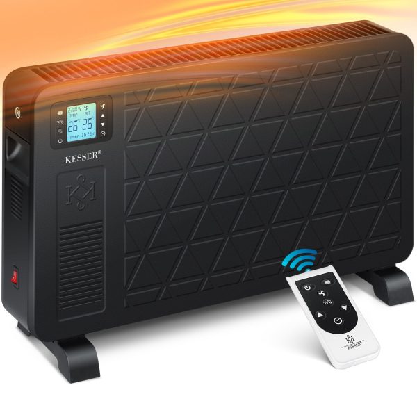 KESSER® Konvektor Premium 3 leistungsstarke Heizstufen Inkl. Fernbedienung integriertes Thermostat Elektroheizung LCD-Display Timer mobiles Heizgerät Energiesparend Überhitzungsschutz