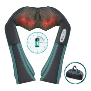 NAIPO Schulter Massagegerät Kabellos Nackenmassagegerät Shiatsu Elektrisch Massage mit Wärmefunktion Nacken Rücken 3D-Rotation Massager
