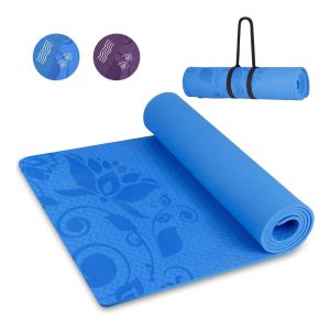 INTEY INTYM02-Blu Yogamatte Gymnastikmatte rutschfest TPE rutschfest Übungsmatte Sportmatte Fitnessmatte für Fitness & Gymnastik mit Tragegurt - Maße 180 x 60 x 0.7cm