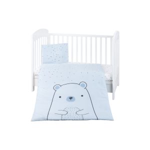 Kikkaboo Kinderbettwäsche Bär 5-teilig Decke 135 x 95 cm Kissen 45 x 35 cm Laken blau