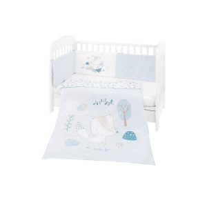 Kikkaboo Bettwäsche 4-teilig Decke 135 x 95 cm Bezug Nestchen Bett 120 x 60 cm blau