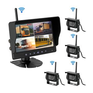CARMATRIX AHD QUAD DVR 4 Kanal Funk Rückfahrsystem Digital für Auto Wohnmobil Monitor mit Mikrofon
