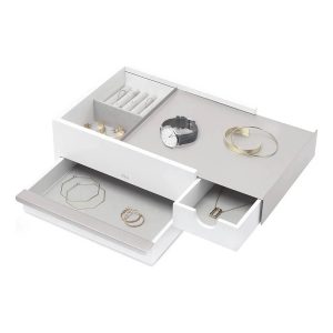 Umbra STOWIT Schmuckkasten 290245-670 in White/Nickel Design Schmuckbox Etui Aufbewahrung