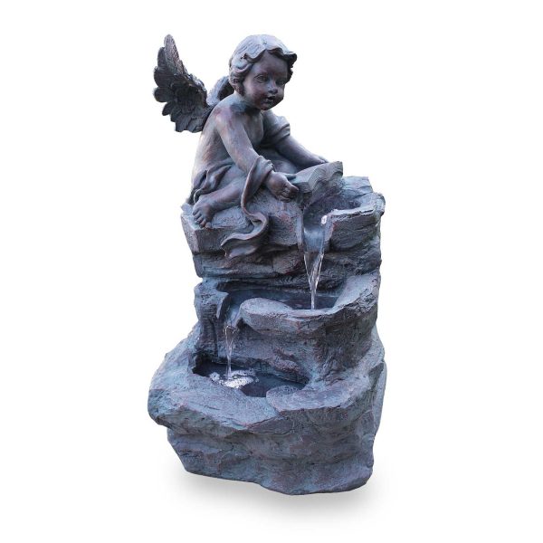 Gartenbrunnen Figurenbrunnen Wasserspiel FoAngelo Led 70cm 10906