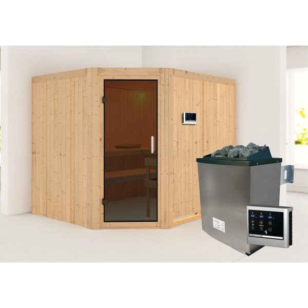 Karibu Sauna "Krimmler" SET naturbelassen mit 9kW Ofen