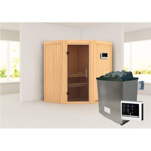 Karibu Sauna "Ruacana" SET naturbelassen mit 9kW Ofen