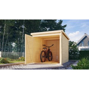 Karibu Fahrradgarage 19mm SET naturbelassen mit Dachfolie