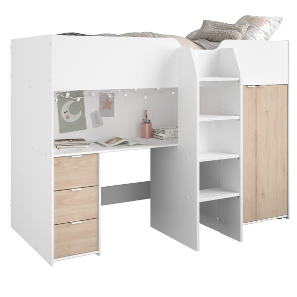 Hochbett Tom 1 Parisot 90*200 cm inkl Kleiderschrank + Schreibtisch + Lattenrostplatte