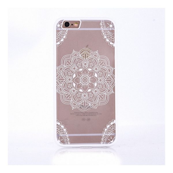 Apple iPhone 6s Plus Handy Hülle Mandala Case Motiv Indianische Spitze Weiß Neu