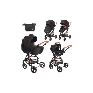 Lorelli Kombikinderwagen Crysta 3 in 1 max. 22 kg Autositz Babywanne Sportsitz schwarz gold