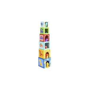 Tooky Toy Stapelpyramide TF192 Dinosaurier 12-tlg. 6 Dinos Stapelturm 64 cm hoch bunt