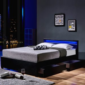 Home Deluxe LED Bett Nube mit Schubladen 140x200 Schwarz