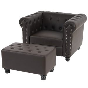 Luxus Sessel Loungesessel Relaxsessel Chesterfield Edinburgh Kunstleder ~ runde Füße