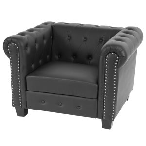 Luxus Sessel Loungesessel Relaxsessel Chesterfield Edingburgh Kunstleder ~ eckige Füße