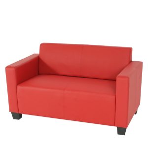 2er Sofa Couch Moncalieri Loungesofa Kunstleder ~ rot