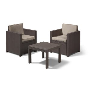 Allibert Victoria Balkon Lounge Set braun inkl. Kissen sand