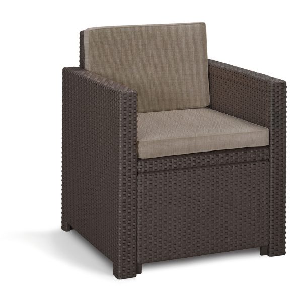 Allibert Monaco Lounge Sessel braun inkl. Kissen braun (Version 2021)