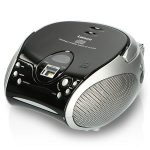 Lenco SCD-24 Black/Silver Tragbares FM-Radio mit CD-Player Kopfhöreranschluß Silber/Schwarz
