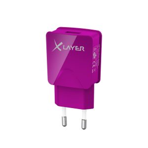 Ladegerät XLayer Colour Line USB Netzteil 2.1A Purple