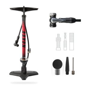 AARON Luftpumpe Sport One in Rot Fahrrad-Stand-Pumpe für alle Ventile mit Manometer