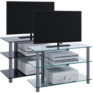 VCM TV Möbel Sideboard Fernsehschrank Rack Fernseh Board Alu Glas Tisch Sindas