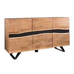 FineBuy Sideboard Massivholz Akazie 150 cm Anrichte Highboard Kommode Schrank