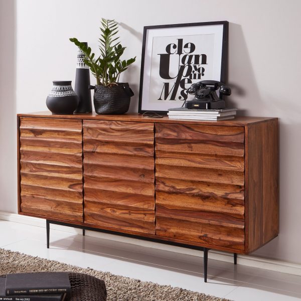 FineBuy Sideboard Sheesham Landhaus Kommode Holz Massiv Anrichte Standschrank