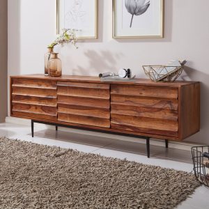 FineBuy TV Lowboard FB51426 Holz Fernsehkommode Massiv Landhaus Fernsehschrank