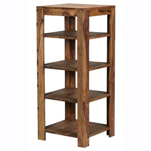 FineBuy Standregal 44x105x44 cm Sheesham Bücherregal Holz Regal Braun Massiv