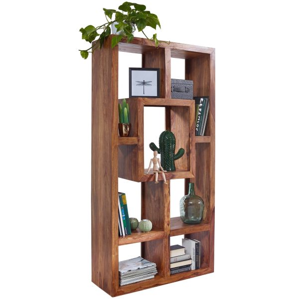 FineBuy Design Bücherregal Massiv Sheesham 180cm Massivholz Raumteiler Regal Neu